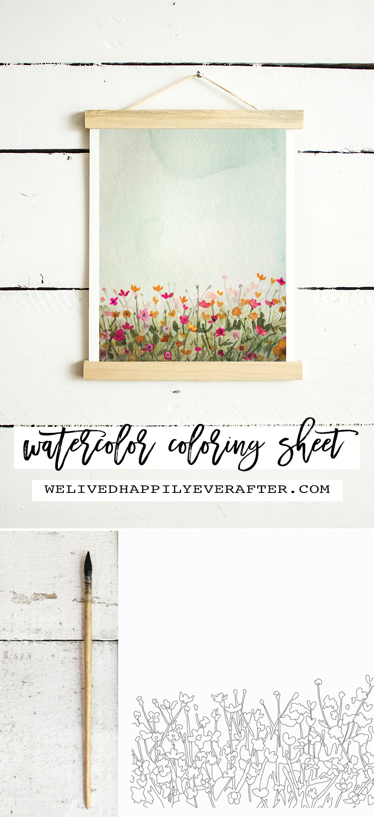 Watercolor Poppy Sky Adult Coloring Sheet Free Printable | We in Free Printable Watercolor Templates