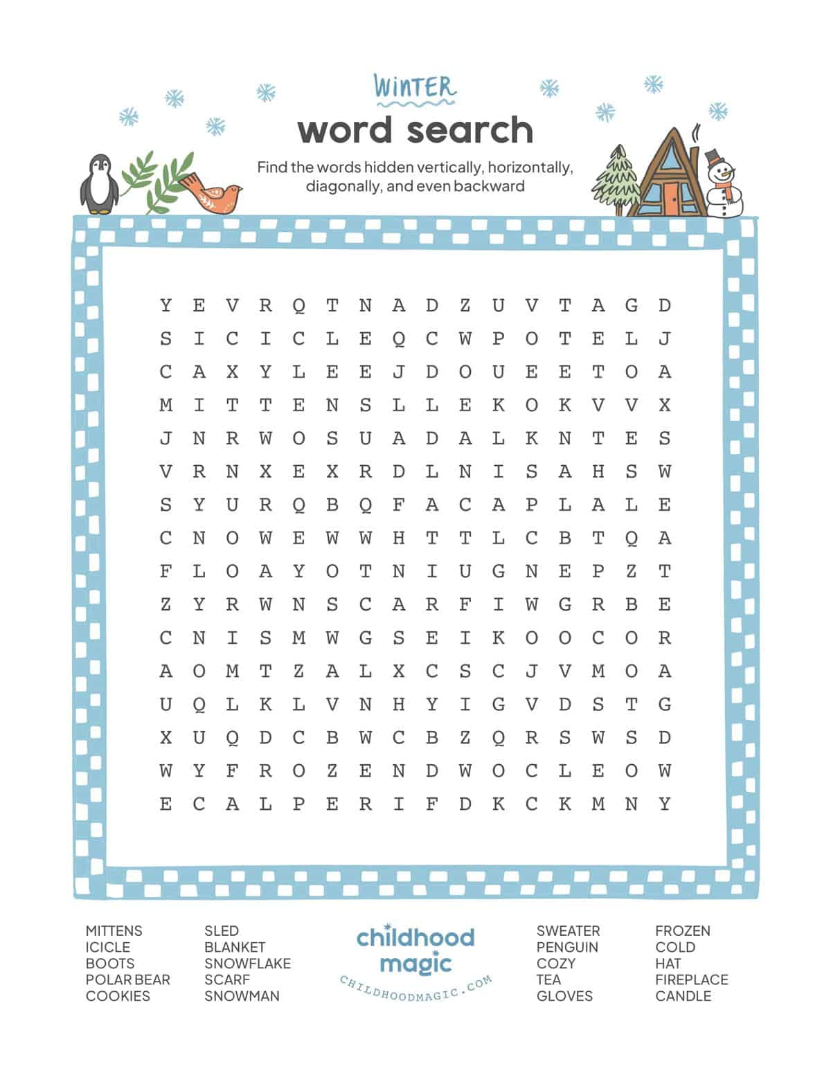 Winter Word Search - Childhood Magic regarding Winter Word Search Free Printable